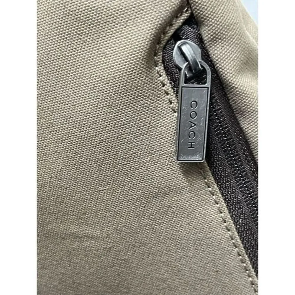 Coach Tan Canvas Backpack with Brown Leather Trim